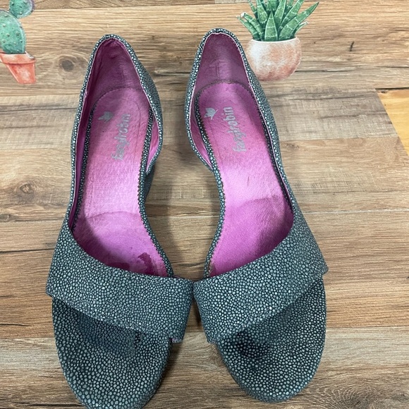 FarylRobin peep toe wedge sandal heels women’s size 7 dragon scale - Picture 4 of 7